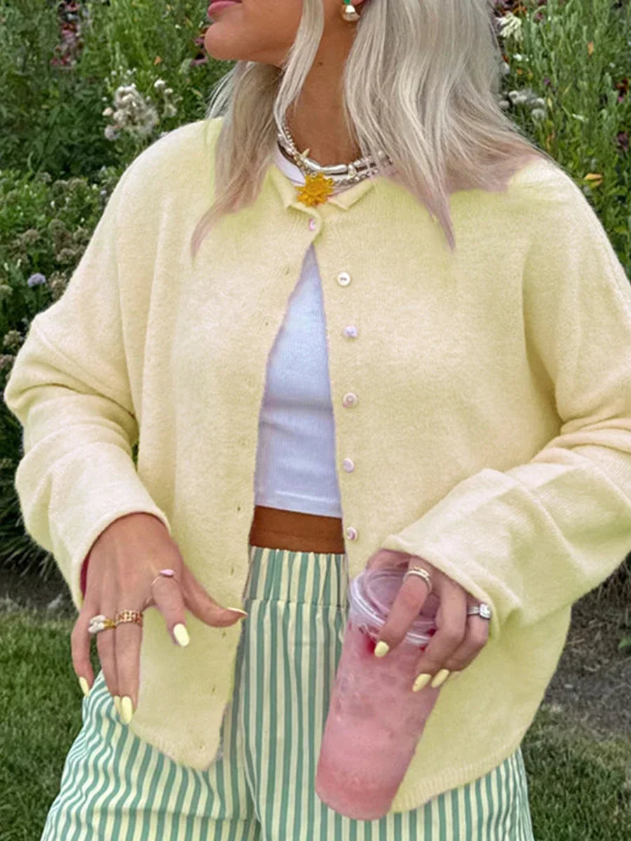 Solid Cozy Button-front Knit Cardigan