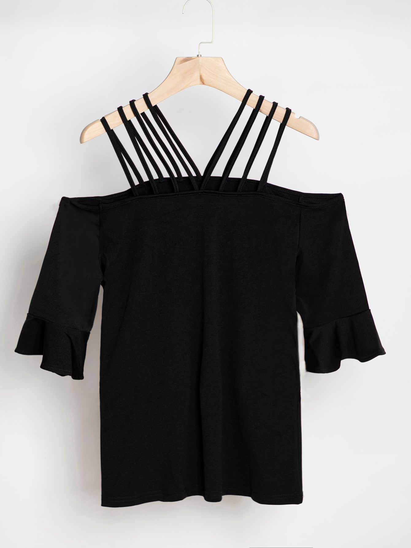 Women's Solid Color Off Shoulder Top Blouse  Flare Sleeve Tops - Fashionpara