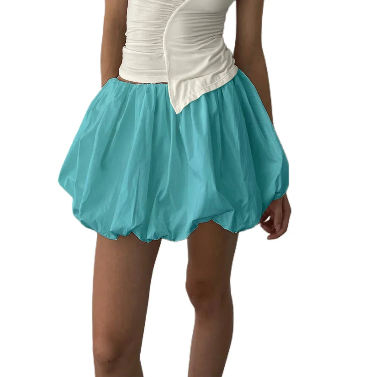 Lantern Puffball Elastic Skirt Malachite Blue / S skirts-250223