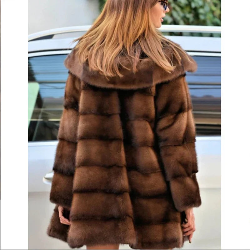 Women's Mink Hooded Long Coat