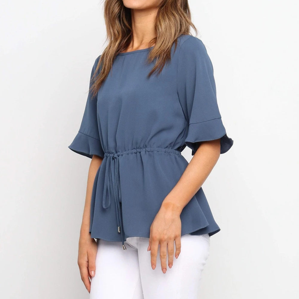 KittenAlarm - Women's ruffle round neck with five - quarter sleeves pullover T-shirt