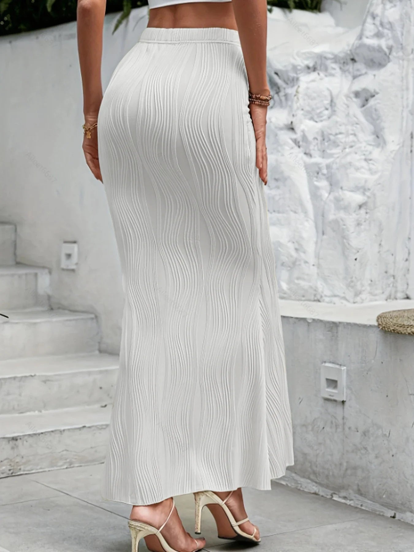 Textured Fishtail Elastic Elegant Party Fanny Pack High Hip Skirt - Fashionpara