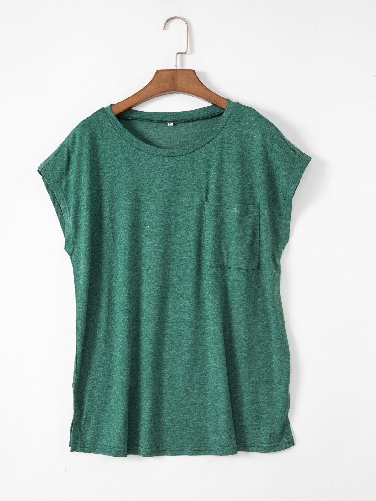 KittenAlarm - Women top solid color pocket off-shoulder round neck short sleeve T-shirt