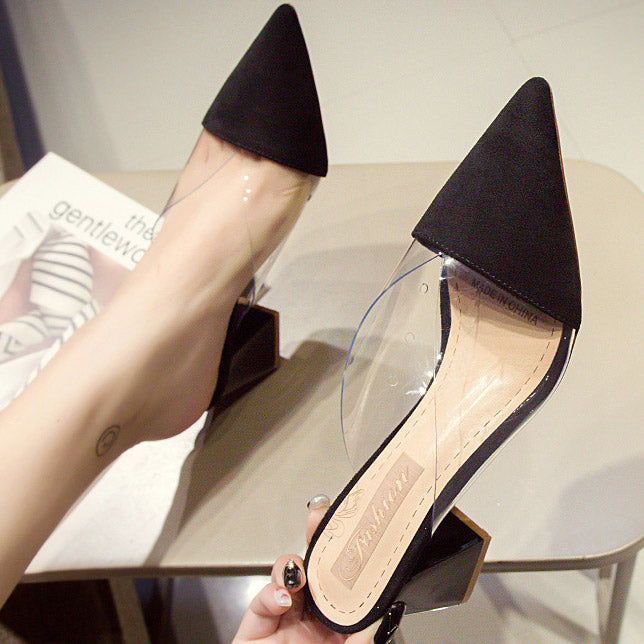 Chunky Heel Cap-toe Pumps Sandals - Mislish