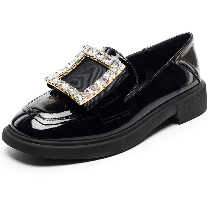 Women's PU Closed Flats With Rhinestone - Mislish