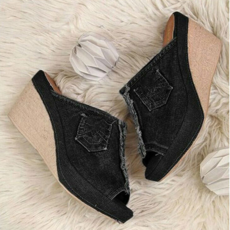 Women's Peep-toe Wedge Heel Sandals - Mislish