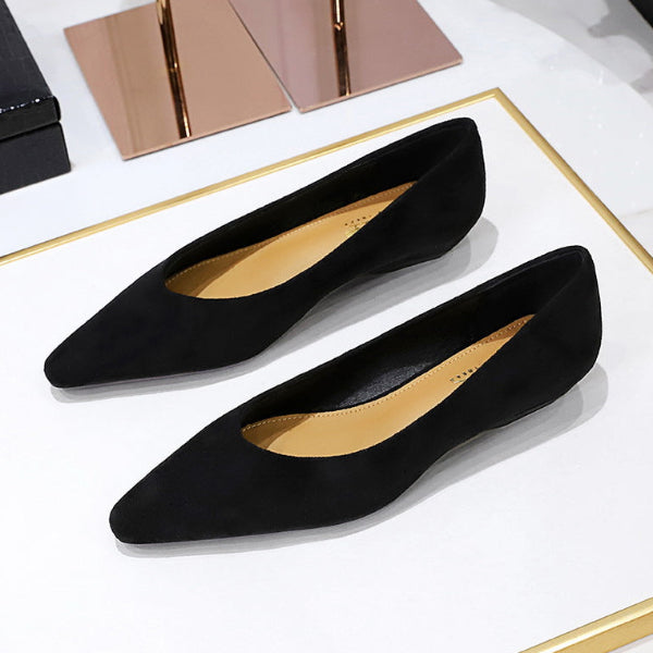 Women's Simple Suede Pumps Pointed Toe Flat Shoes