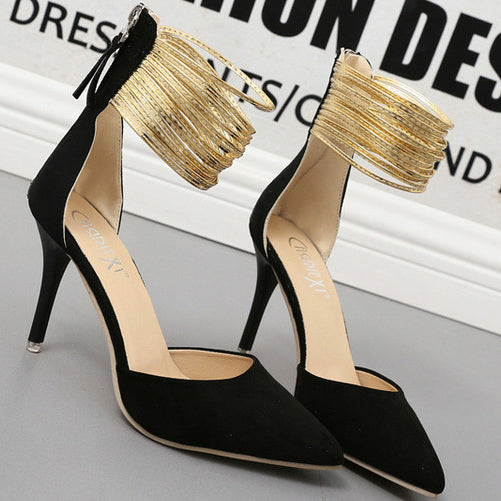 Elegant Stiletto Heel Sandals Pumps Cap-toe Shoes - Mislish