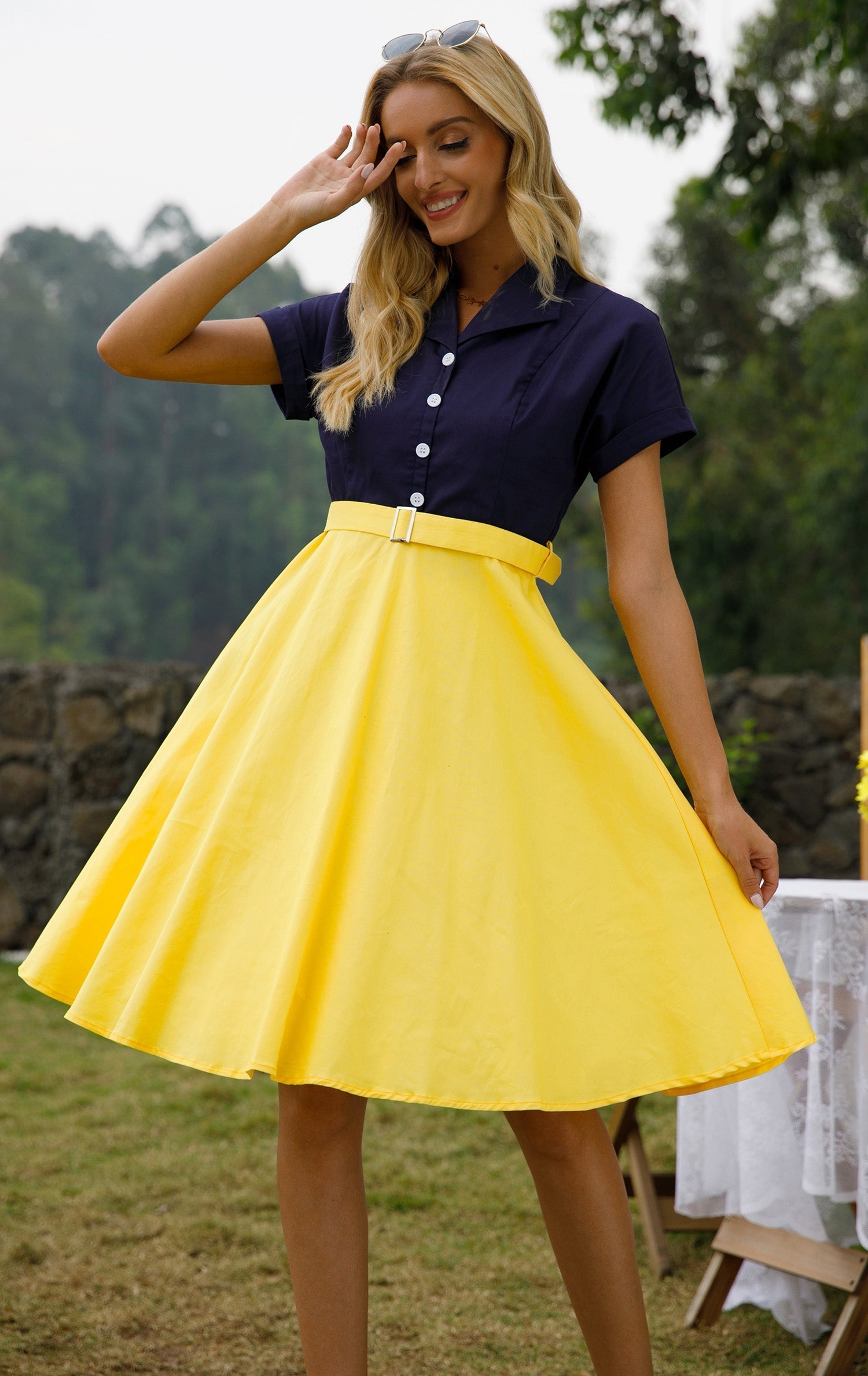 Womens 1950s Retro Rockabilly Princess Cosplay Dress short sleeve 50's 60's Party Costume Gown(S-2XL) - Fashionpara