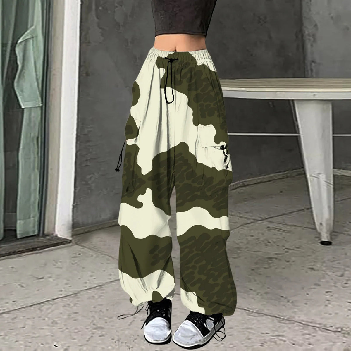 Baggy Camo Print Hip Hop Pants Green / S