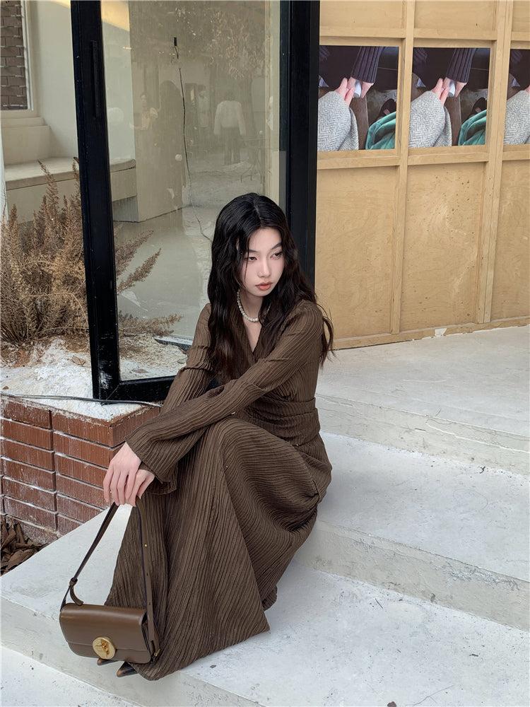 Wrap Around Blouse & Maxi Skirt Two Piece Set - Fashionpara