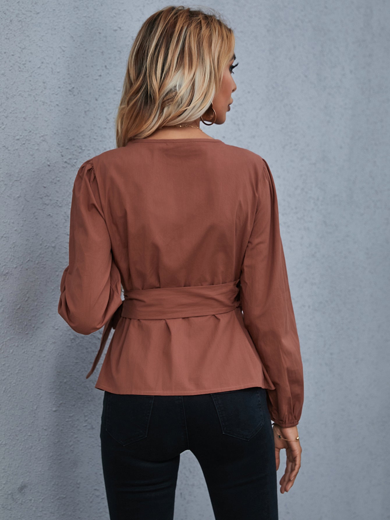 Wrap Tie Side Blouse - Fashionpara