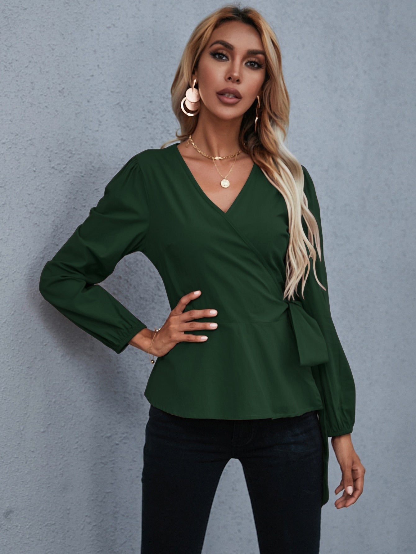 Wrap Tie Side Blouse - Fashionpara