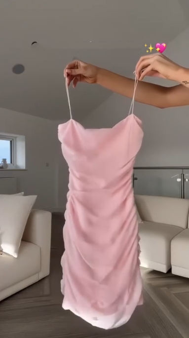 Simple Spaghetti Straps Pink Chiffon Sheath Short Party Dress Cocktail Dress Formal Homecoming Dress Birthday Outfits D427