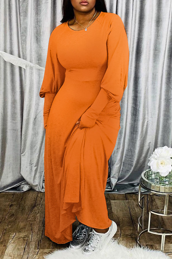 Casual Loose Solid Color Maxi Dress Plus Size  Fashionpara