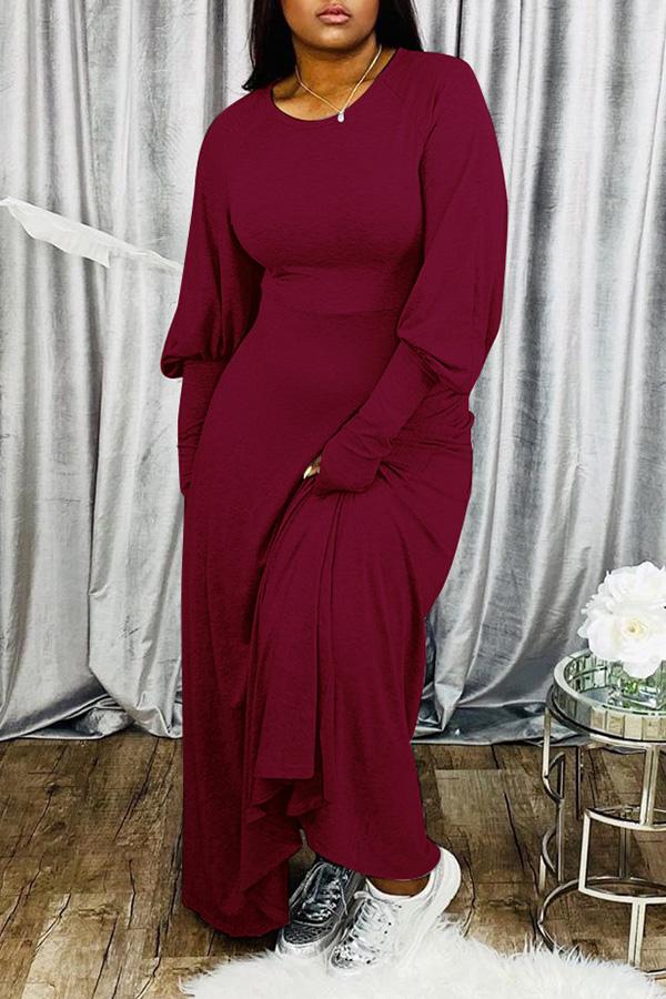 Casual Loose Solid Color Maxi Dress Plus Size  Fashionpara