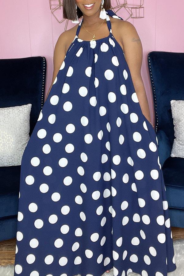 Printed A-line Loose Halterneck Maxi Dress  Fashionpara