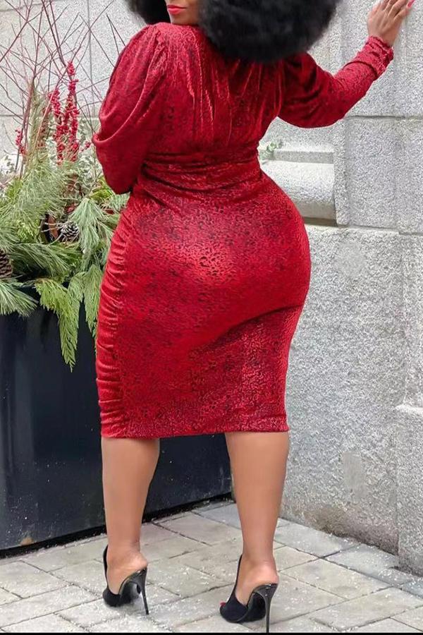 Plus Size Loose Solid Color Ruffled Pleated Velvet Midi Dress  Fashionpara