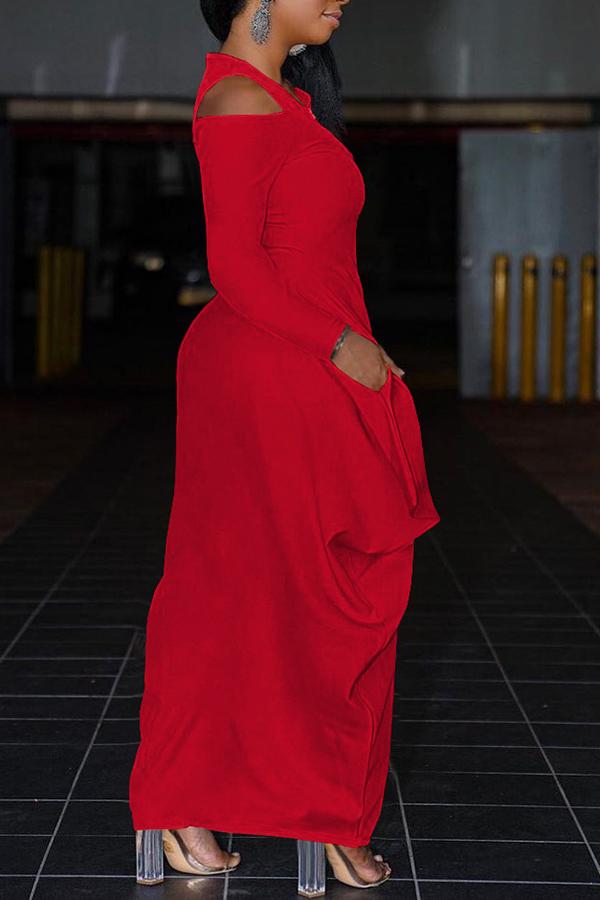 Fashion Strapless Zipper Solid Color Lantern Maxi Dress  Fashionpara