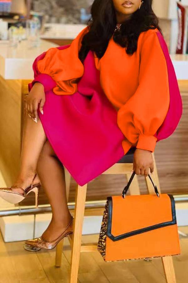 Temperament Stitching Puff Sleeve Mini Dresses  Fashionpara