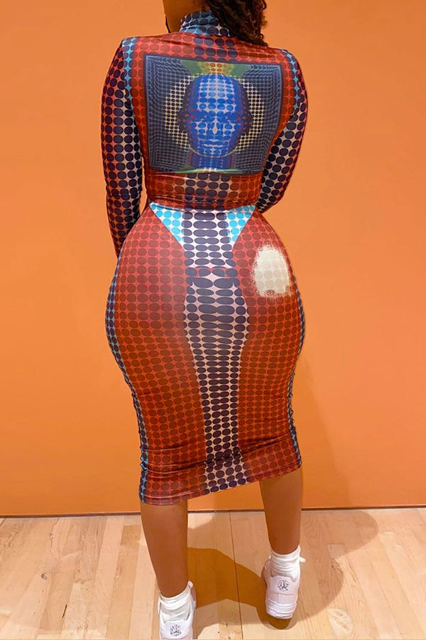 Women's New Fashion Sexy Long Dress Print Slim Fit Slim Dress  Fashionpara