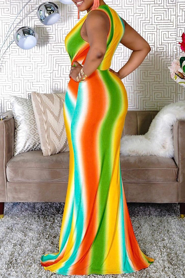 Fashion Sexy Fashion Digital Printing V-Neck Dress  Fashionpara