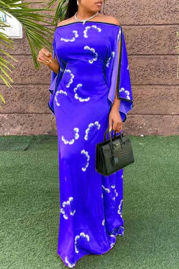 Pretty Off Shoulder Ruffle Sleeve Maxi Dress  Fashionpara