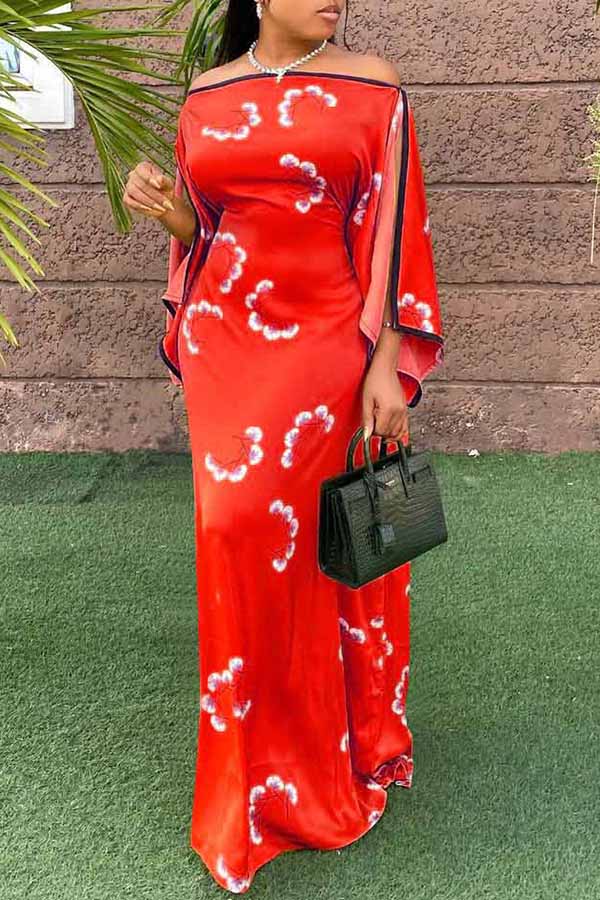 Pretty Off Shoulder Ruffle Sleeve Maxi Dress  Fashionpara