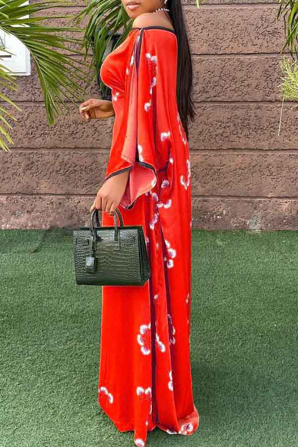 Pretty Off Shoulder Ruffle Sleeve Maxi Dress  Fashionpara