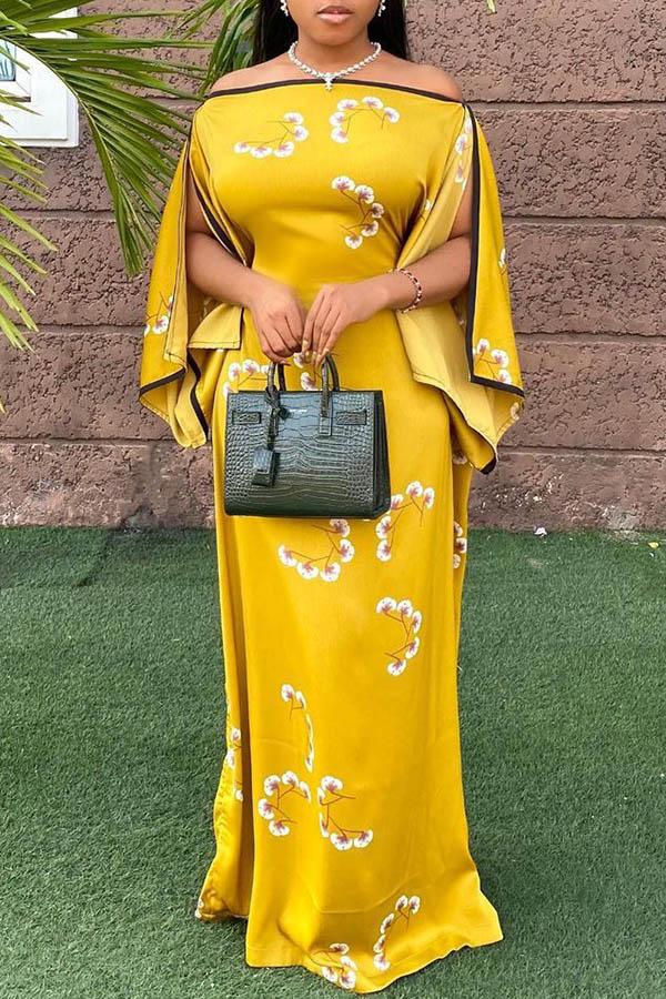 Pretty Off Shoulder Ruffle Sleeve Maxi Dress  Fashionpara