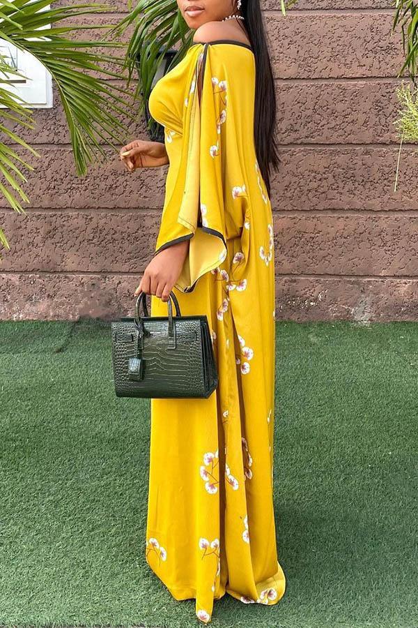 Pretty Off Shoulder Ruffle Sleeve Maxi Dress  Fashionpara
