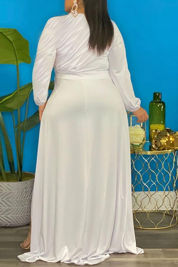 Plus Size Asymmetrical Panels Long Sleeve Dress  Fashionpara