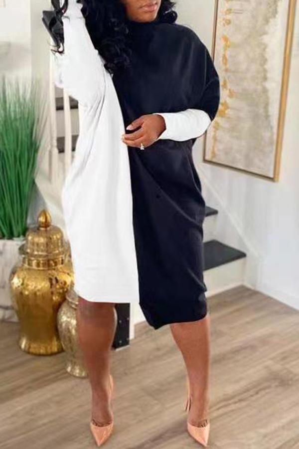 Asymmetrical Patchwork Batwing Sleeve Midi Dress  Fashionpara
