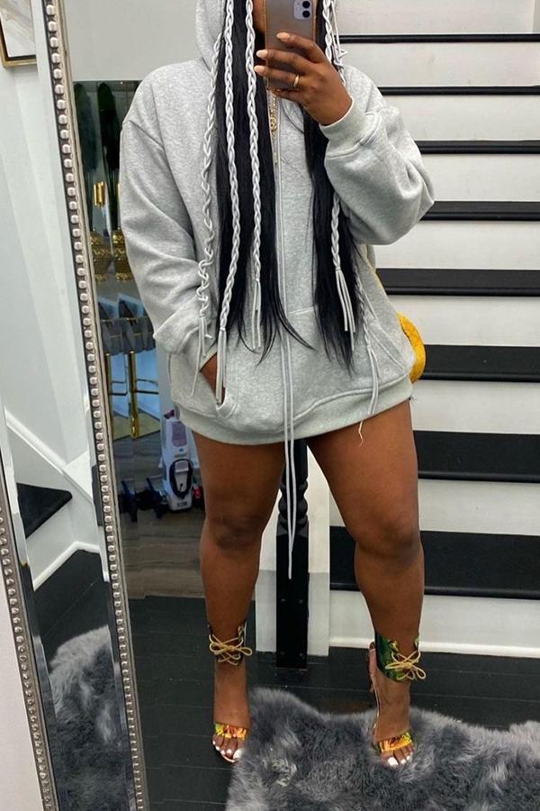 Handmade Tassel Hood Pocket Pullover Mini Dress  Fashionpara