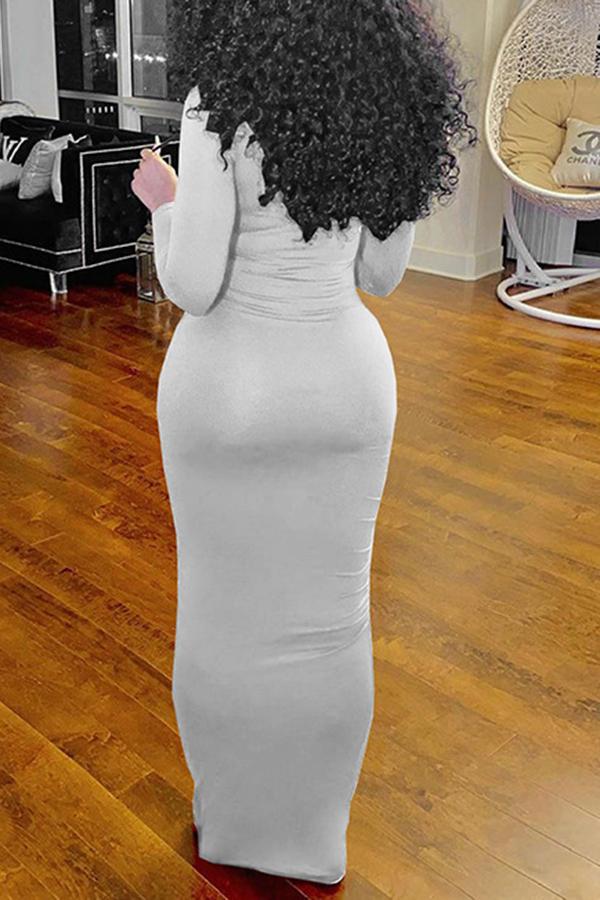 Fashion Print Drawstring Hood Ruched Maxi Dress  Fashionpara