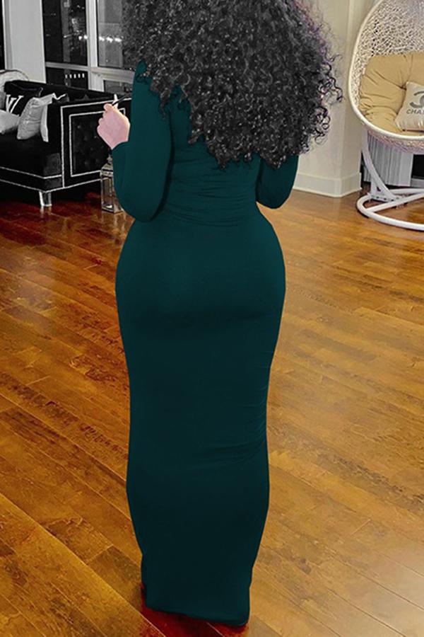 Fashion Print Drawstring Hood Ruched Maxi Dress  Fashionpara