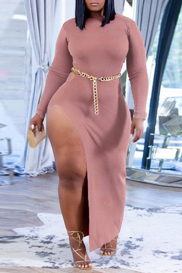 Plus Size Sexy High Slit Cut Out Maxi Dress  Fashionpara
