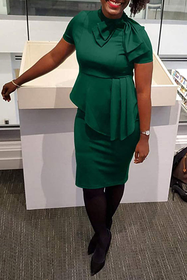 Asymmetrical With Bow O Neck One Step Skirt Dress  Fashionpara