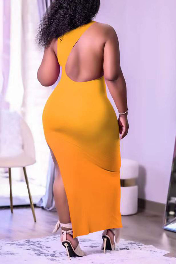 Plus Size Ombre Printed Sleeveless Split Dress  Fashionpara