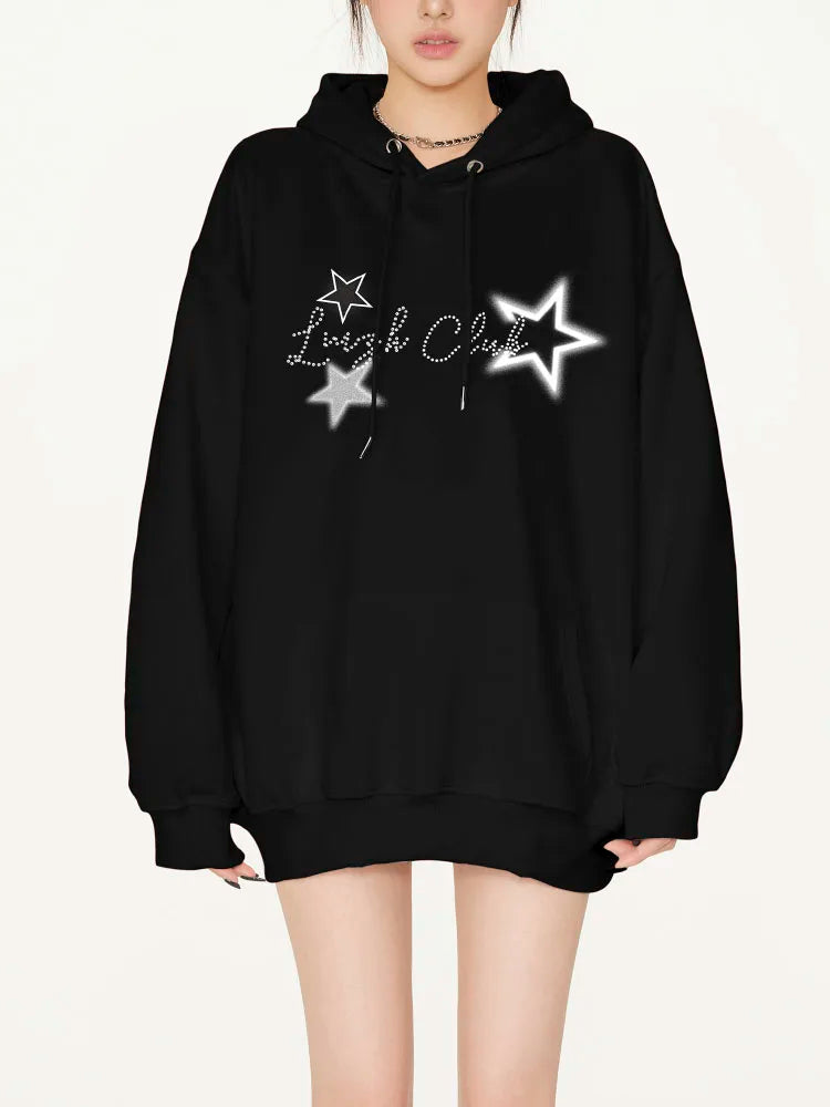 Y2K Aesthetic Vintage Loose Graphic Retro Streetwear Hoodie - Fashionpara