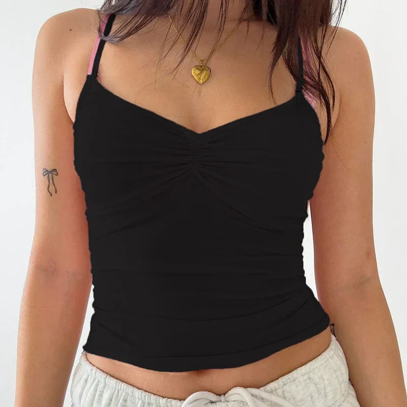 Y2K Ruched Bow Slim Fit Retro Backless Kawaii Fairy Coquette Crop Top