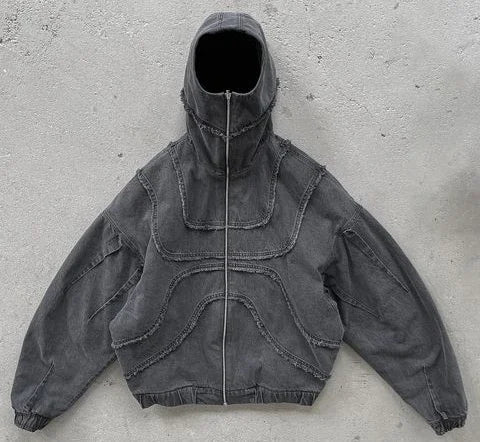 Gothic Punk Washed Zipper Hoodie