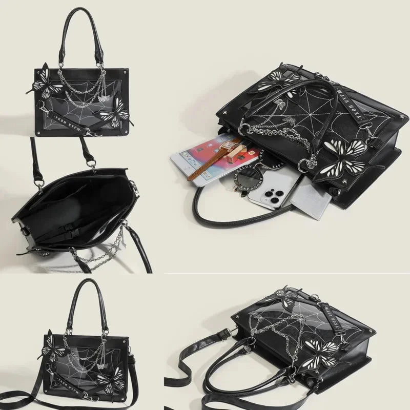 Vintage Gothic DIY Labyrinth Transparent Shoulder Ita Bag - Fashionpara