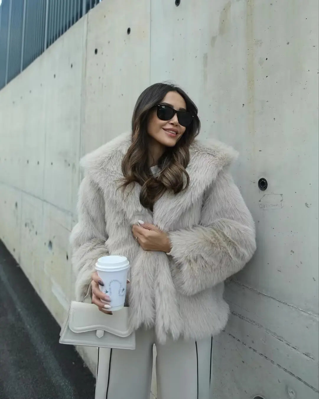 Faux Fur Oversized Fashion Thick Warm Casual Elegant Coats - Fashionpara