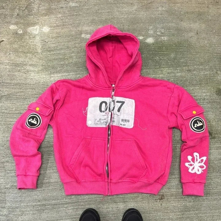 Y2K Mysterious Needlework Zipper Hoodie