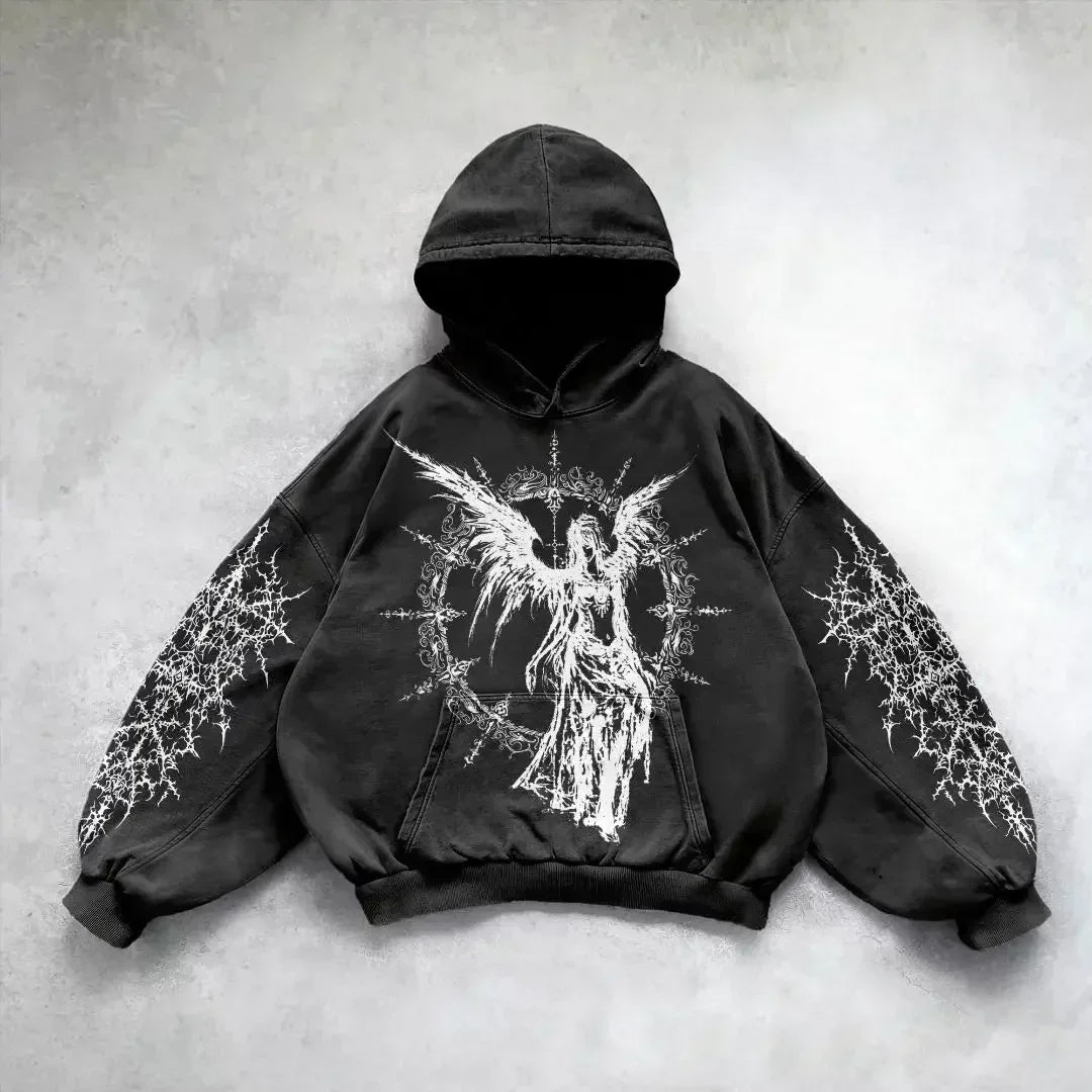Casual Retro Gothic Printing Hoodie