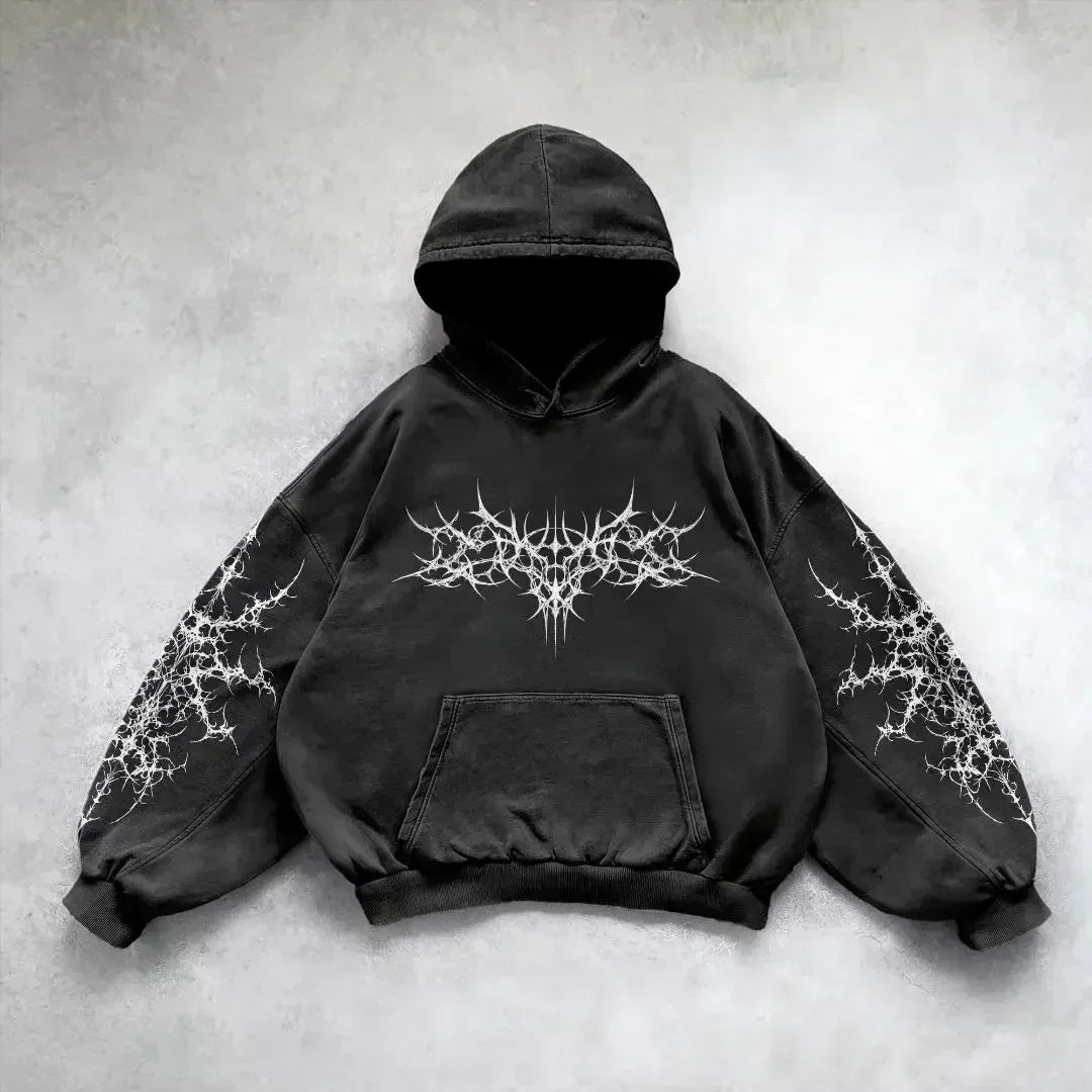 Casual Retro Gothic Printing Hoodie