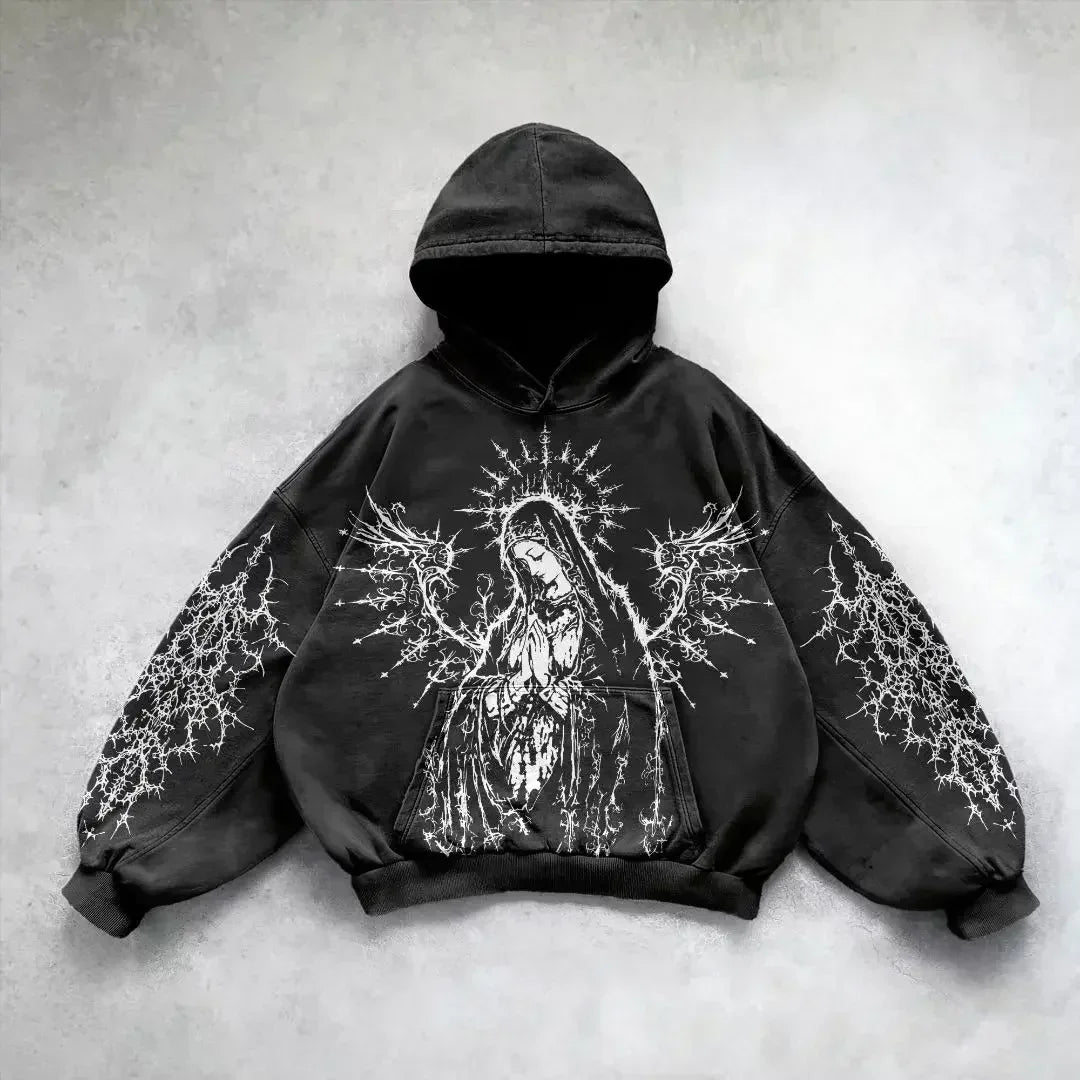 Casual Retro Gothic Printing Hoodie