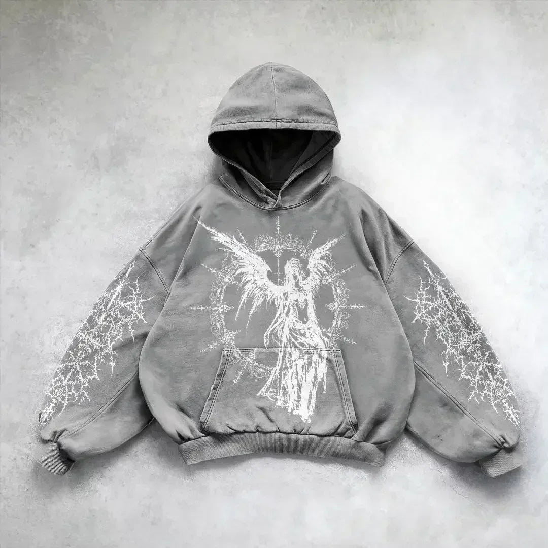 Casual Retro Gothic Printing Hoodie