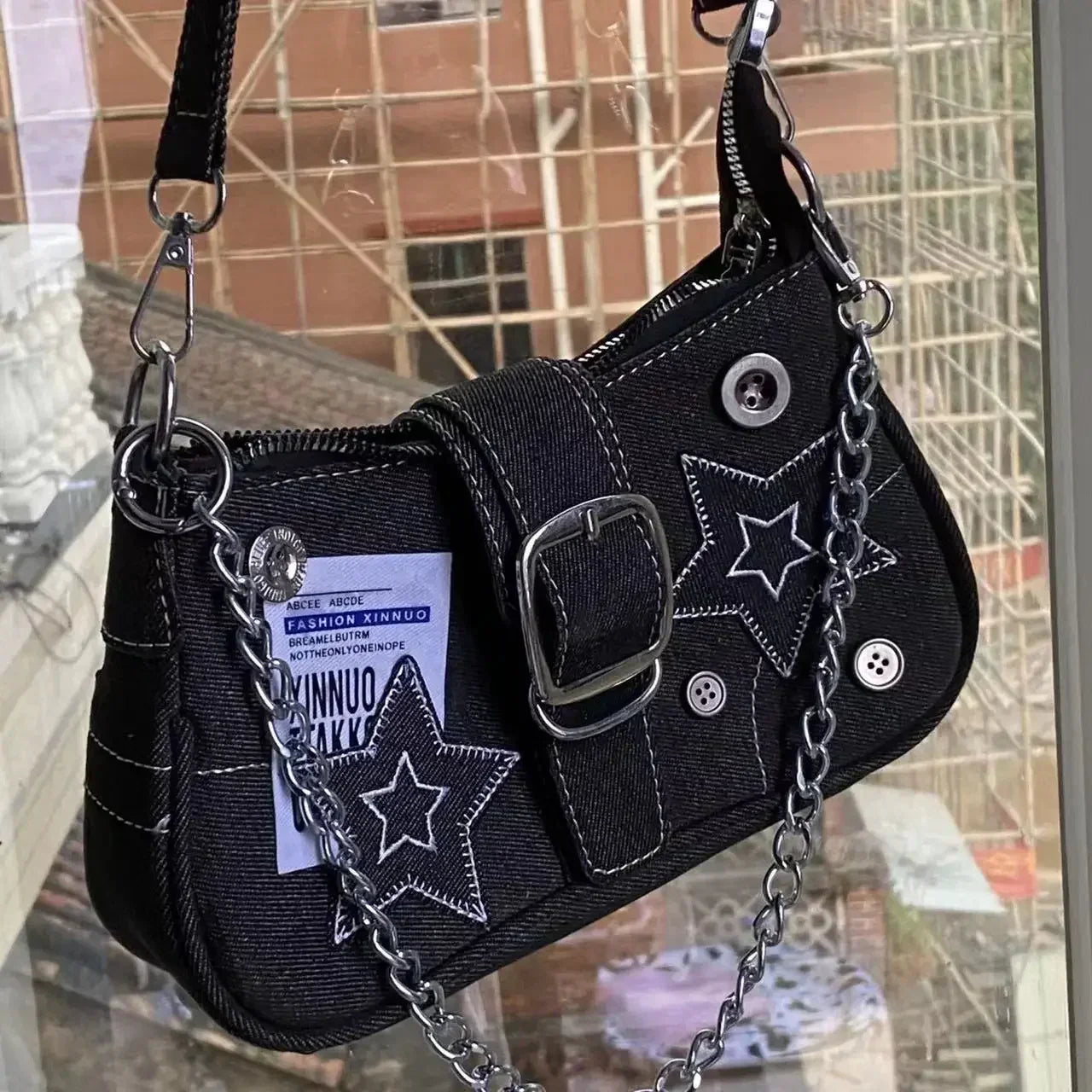 Stars Pattern Canvas Underarm Shoulder Bag